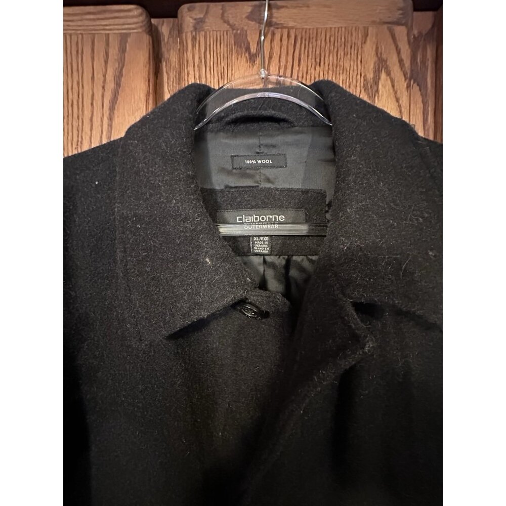 Clairborne Outer Wear 100% Wool Coat XL Women's Black Button Up Pocket - Picture 2 of 5